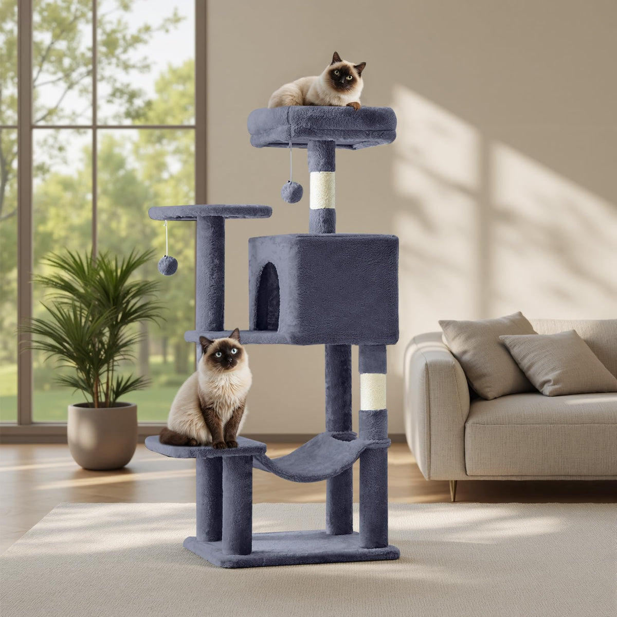 Sweetcrispy Arbre à chat 44 pouces – base renforcée pour stabilité lors des jeux
