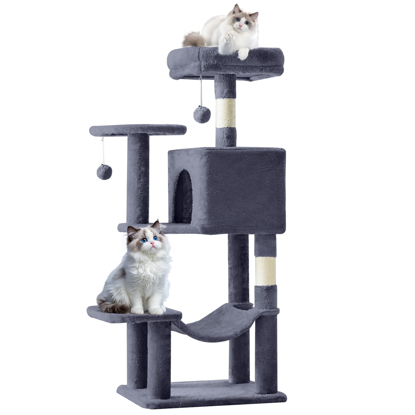 Sweetcrispy Arbre à chat 44 pouces – fixation murale pour sécurité renforcée