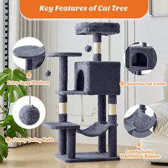 Sweetcrispy Arbre à chat 44 pouces – hamac confortable pour relaxation verticale