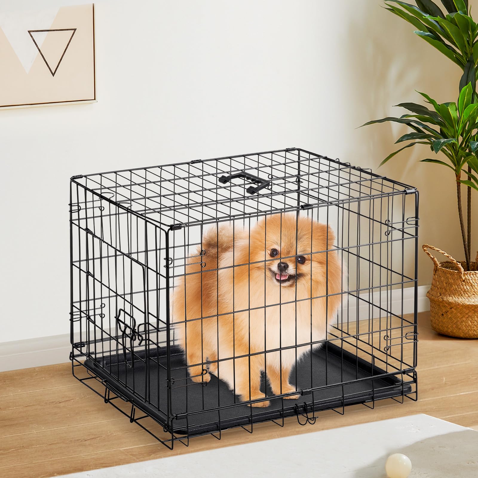 Sweetcrispy cage chien 30 pouces plateau amovible facilite le nettoyage.