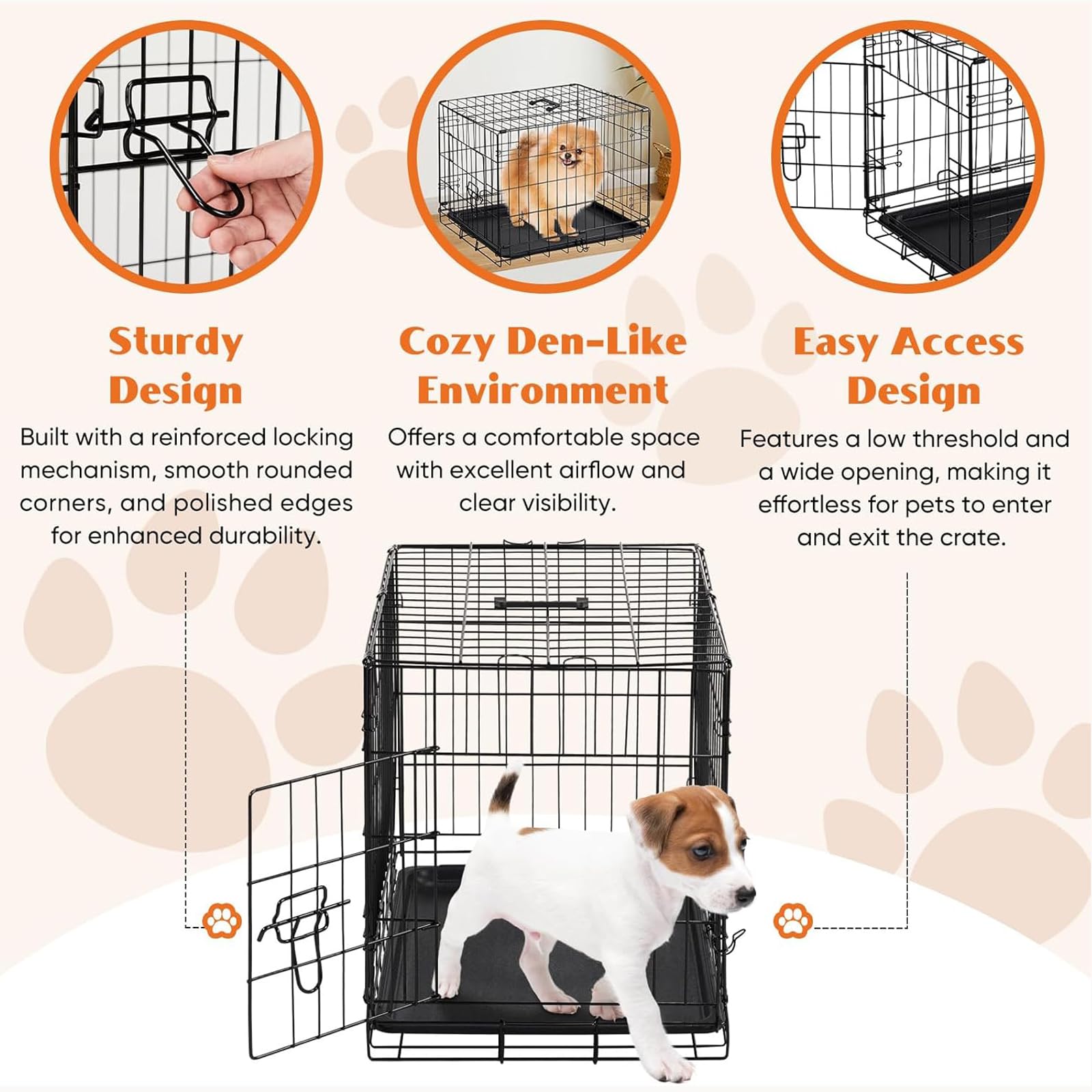 Sweetcrispy cage chien 30 pouces pliable se range facilement lors des déplacements.