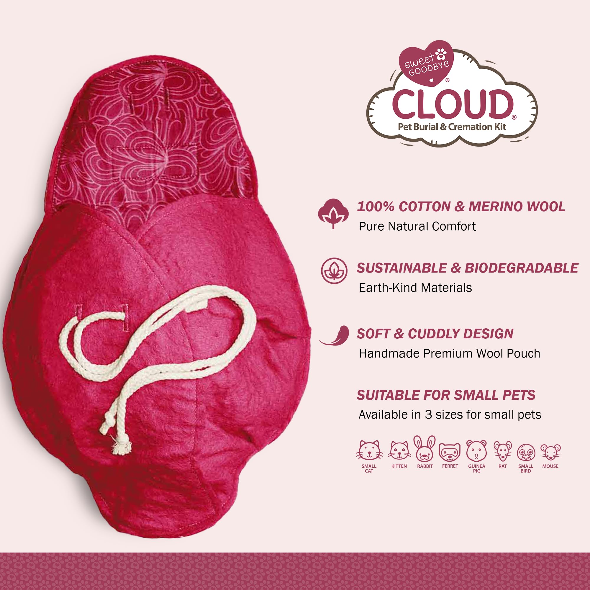 Sweet Goodbye Cloud: coffre doux en coton écologique pour petits animaux.