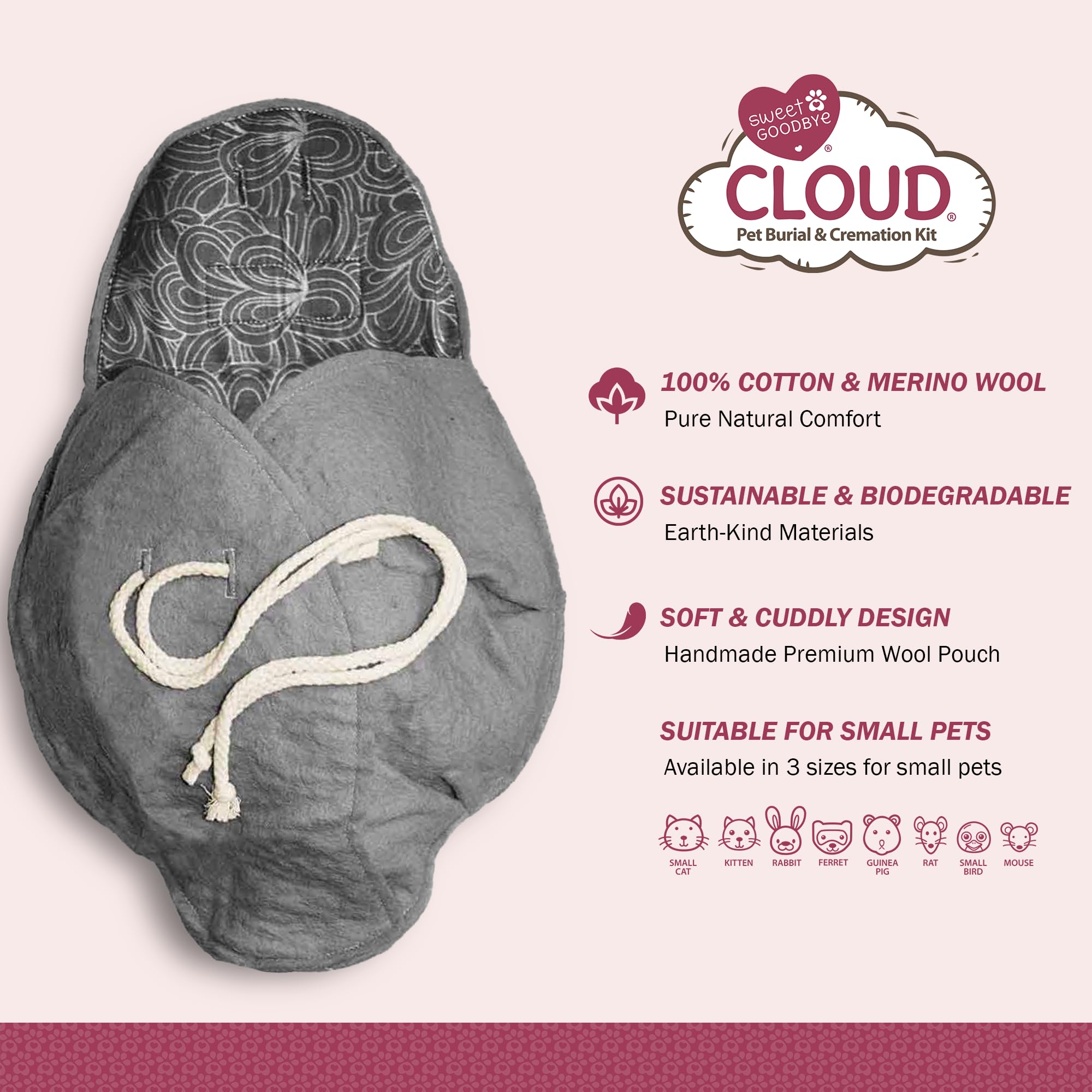Sweet Goodbye Cloud: matériaux écoresponsables en merino et coton pour une fin respectueuse