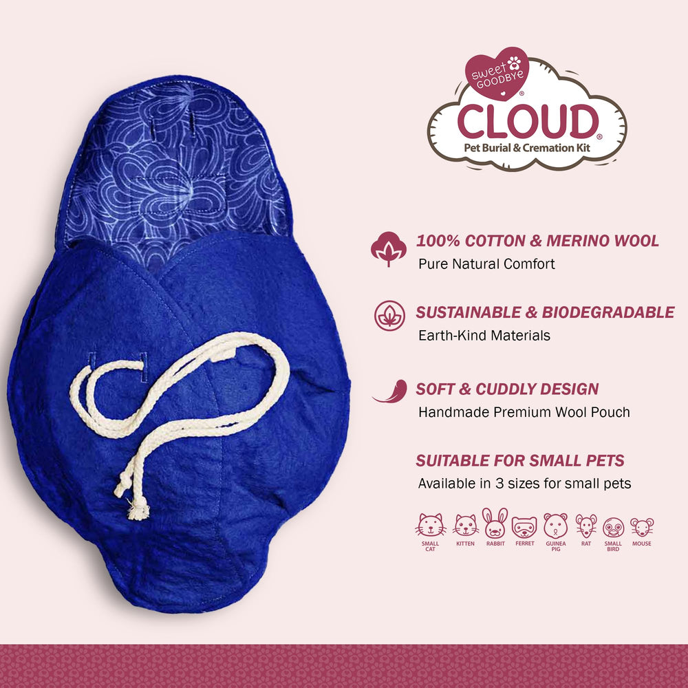 Sweet Goodbye Cloud: pochette en laine mérinos douce pour envelopper votre animal avec soin.