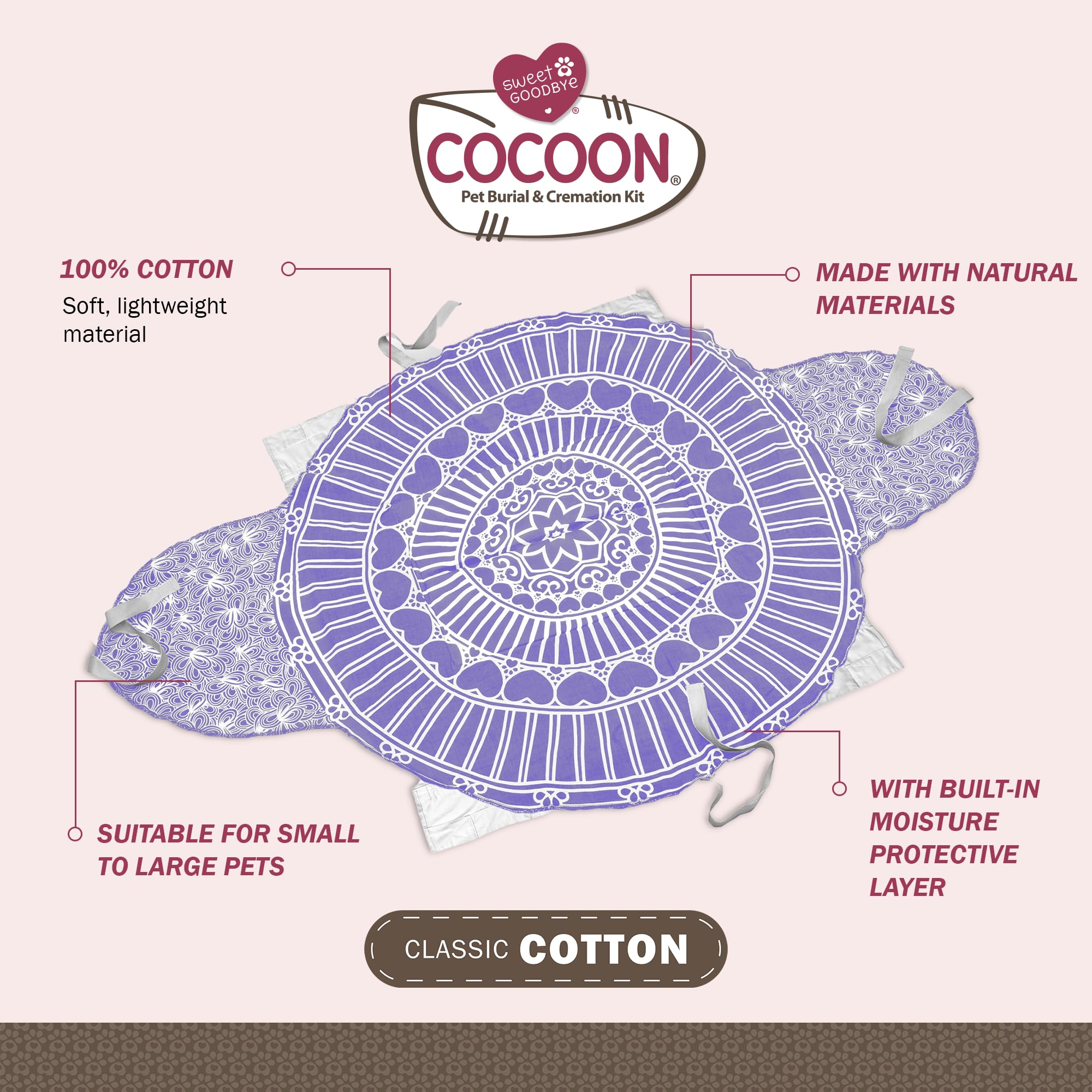 Sweet Goodbye Cocoon: couches douces en coton pour envelopper votre animal avec douceur.