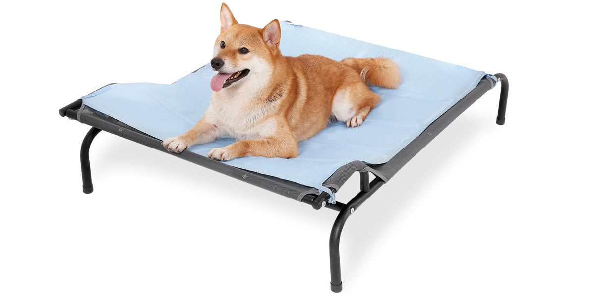 Lit Sweetnight surélevé pour grands chiens avec têtière, confort durable et soutien du cou.