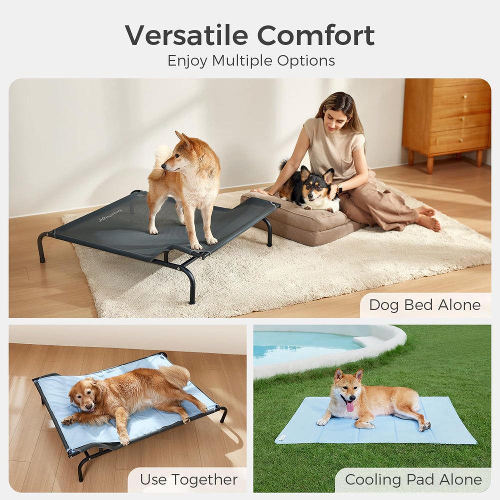Utilisation extérieure idéale sur terrasse ou jardin pour chien heureux.