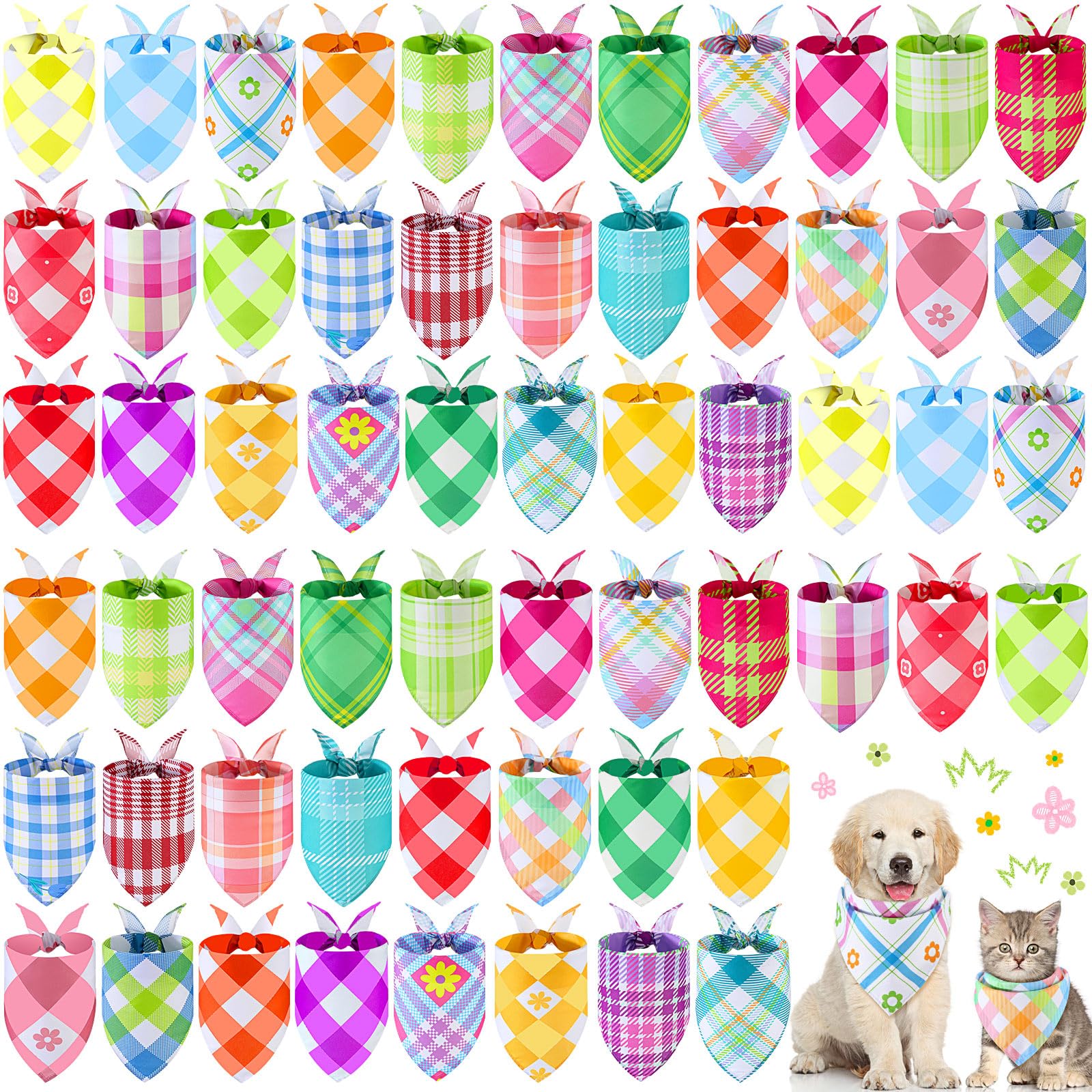 Bandanas Sweetude printemps, ensemble de 60 pièces, style varié pour chiens et chats