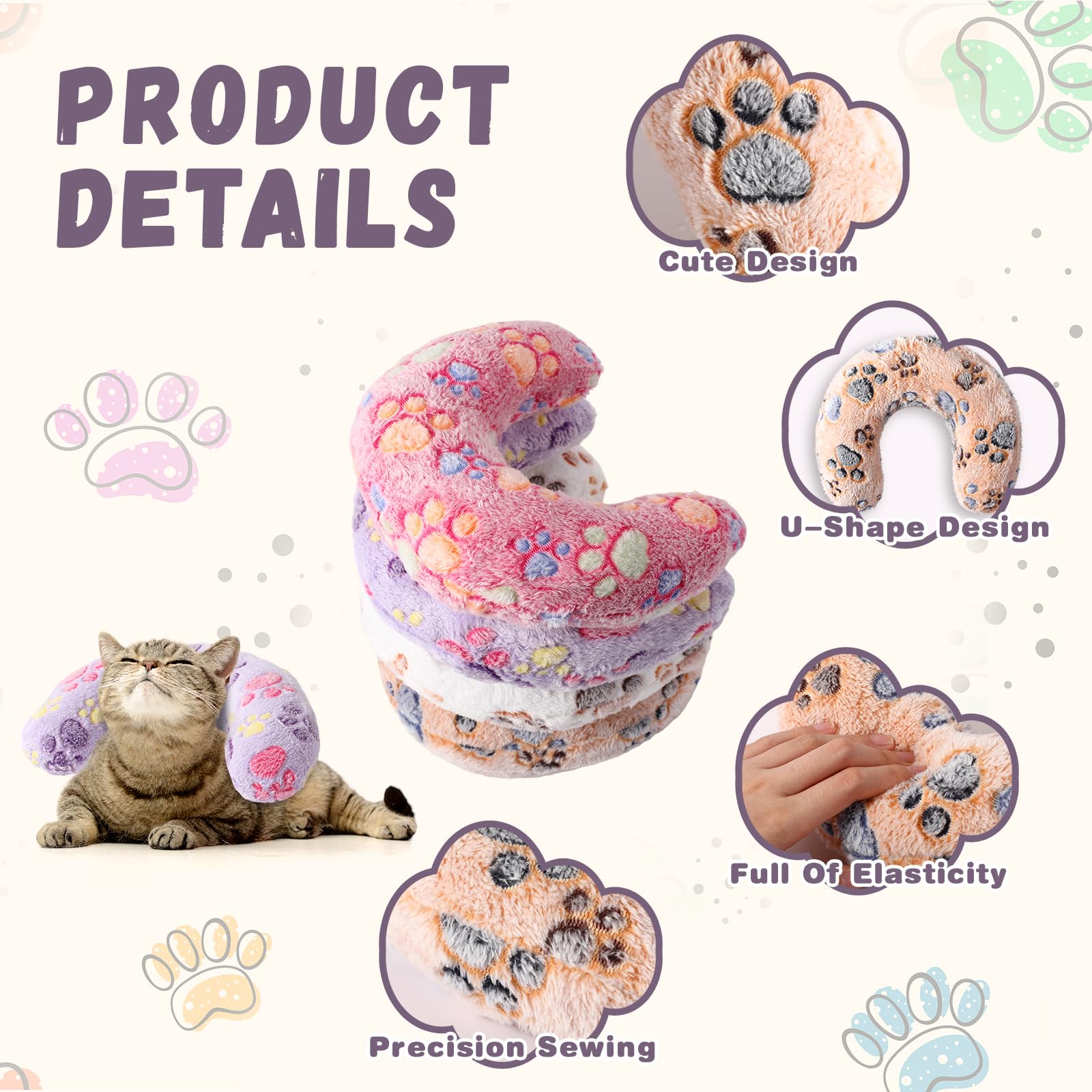 Sweetude coussin en forme U, soutien cervical pour animaux en blottissement