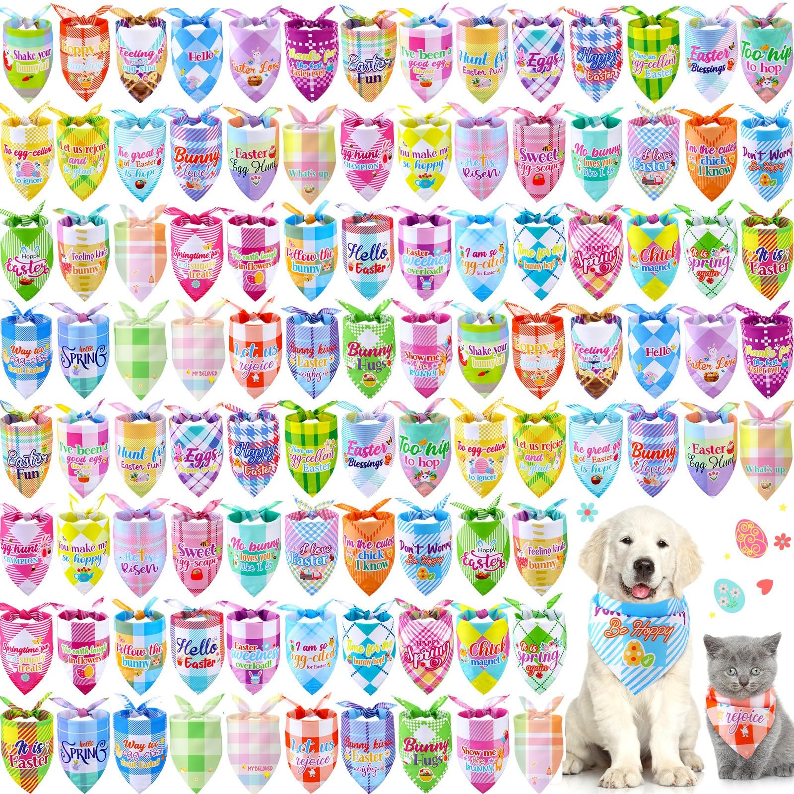 Sweetude lot de 100 bandanas pour chiens et chats, parfait pour Pâques et photos.