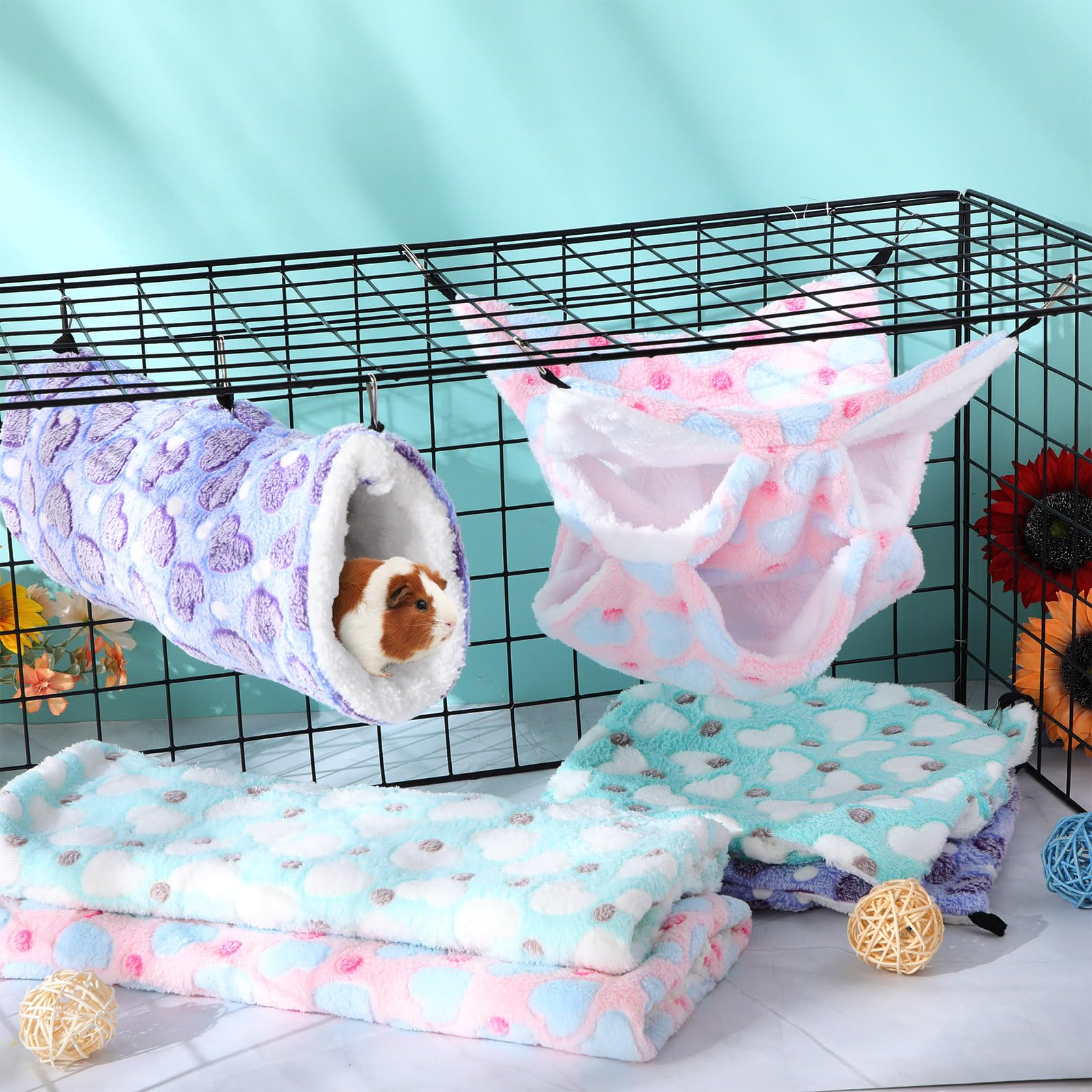 Ensemble accessoires cage Sweetude, six pièces compactes pour varier les endroits.
