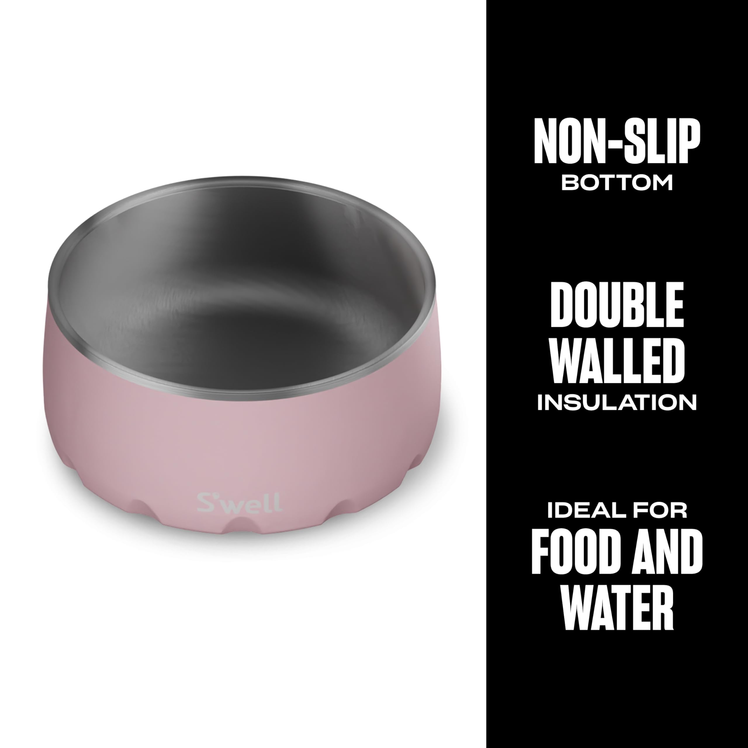 Bol S'well 32oz Rose Topaze, durable et hygiénique pour chiens.