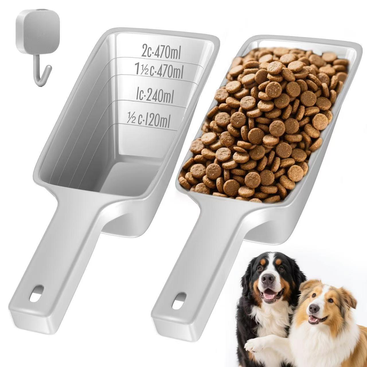 Cuillère doseuse Swesara pour croquettes, pratique et parfaitement mesurée pour chiens et chats.