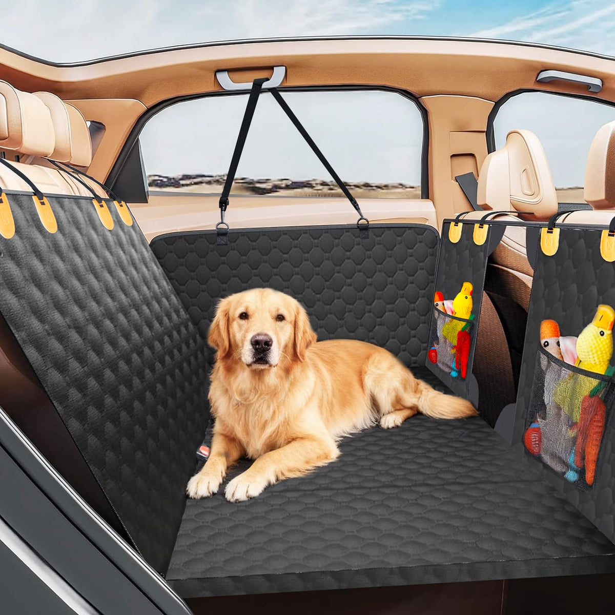 Swihorab couverture arrière pour chien avec base dure, protection durable et facile à nettoyer.