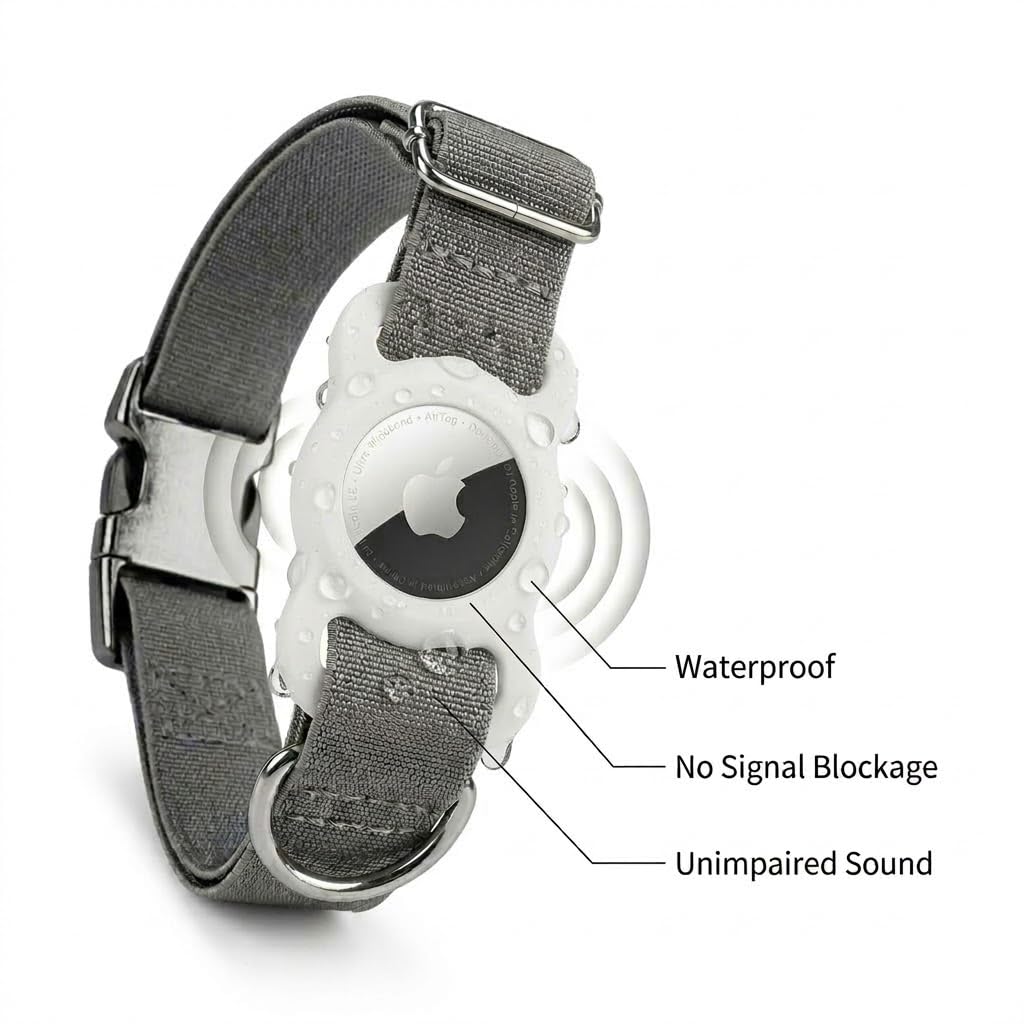 SWINCHO AirTag collier-elastique noir, silicone durable pour chien.