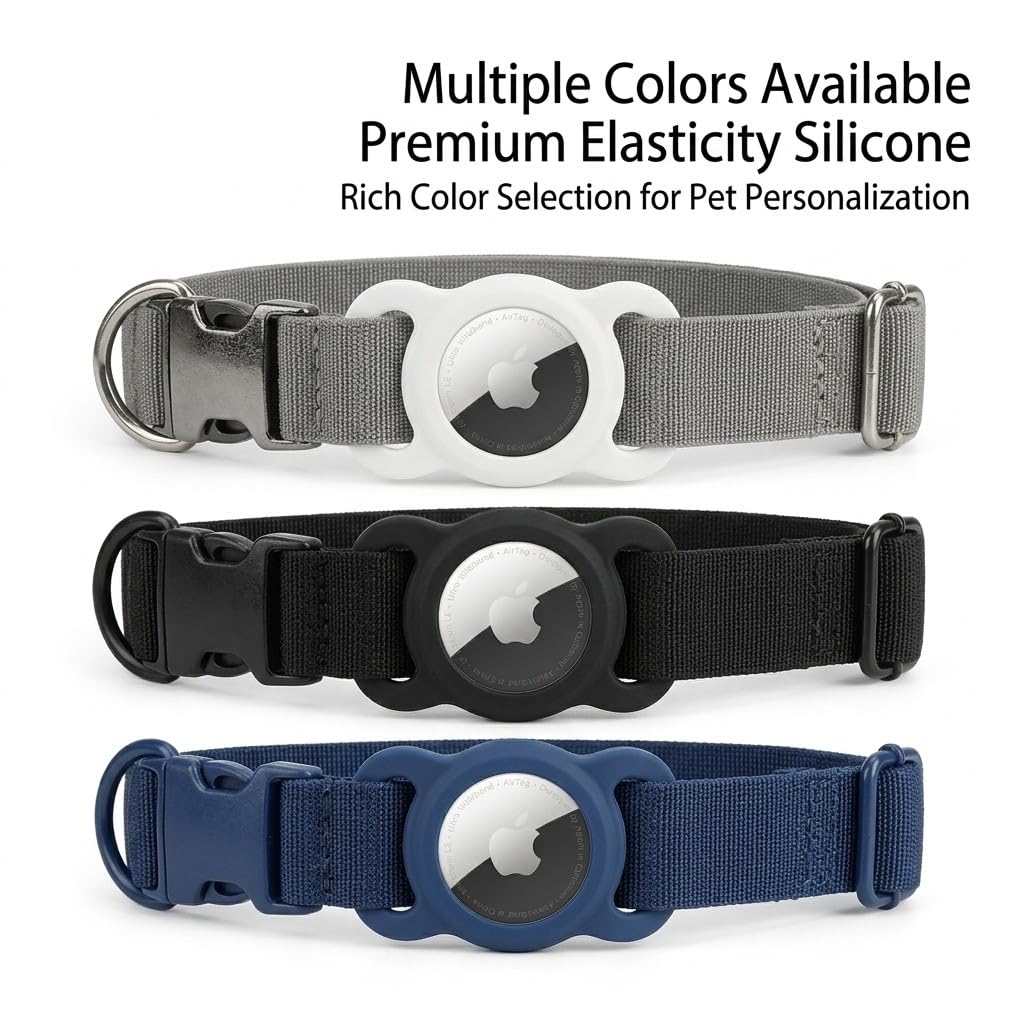 SWINCHO AirTag collier-elastique noir, compatible AirTag 1re et 2e génération.