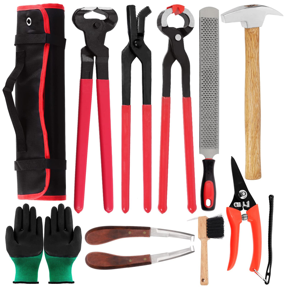 Swpeet ensemble-outils maréchal ferrant, kit complet pour entretien des sabots