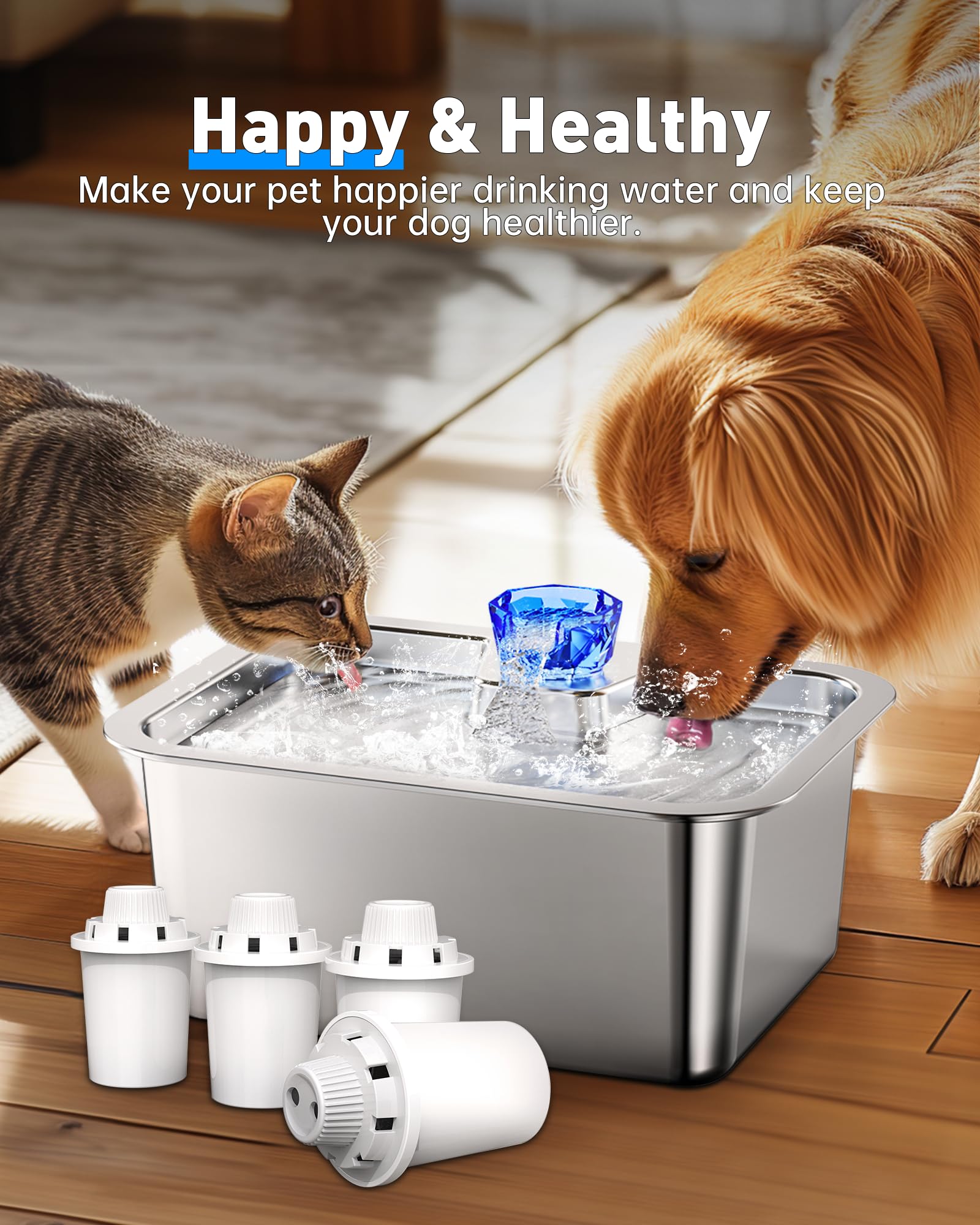 SwSun filtration pour fontaine eau animaux, améliore la potabilité.