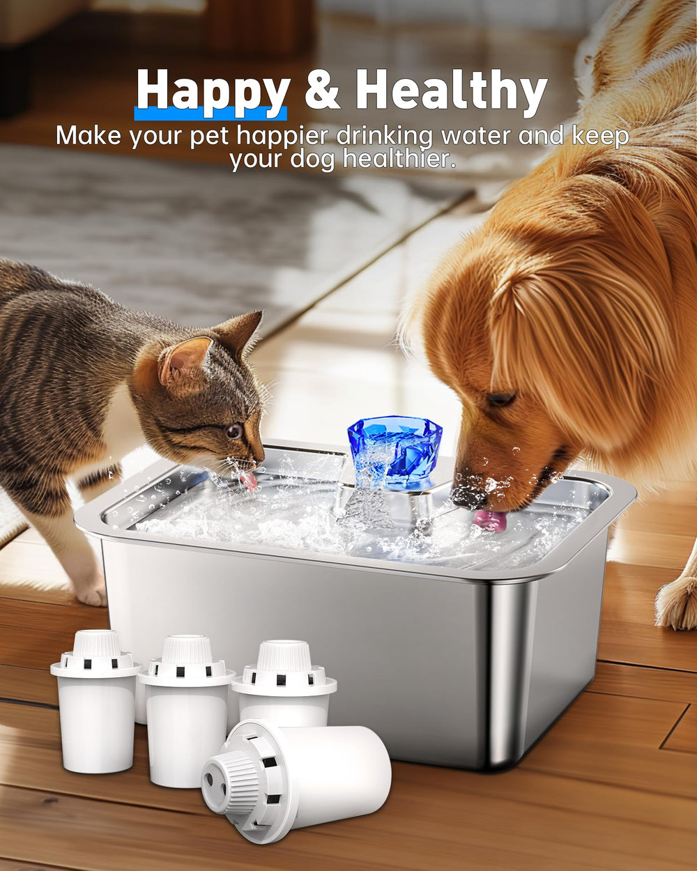 SwSun filtration pour fontaine eau animaux, améliore la potabilité.