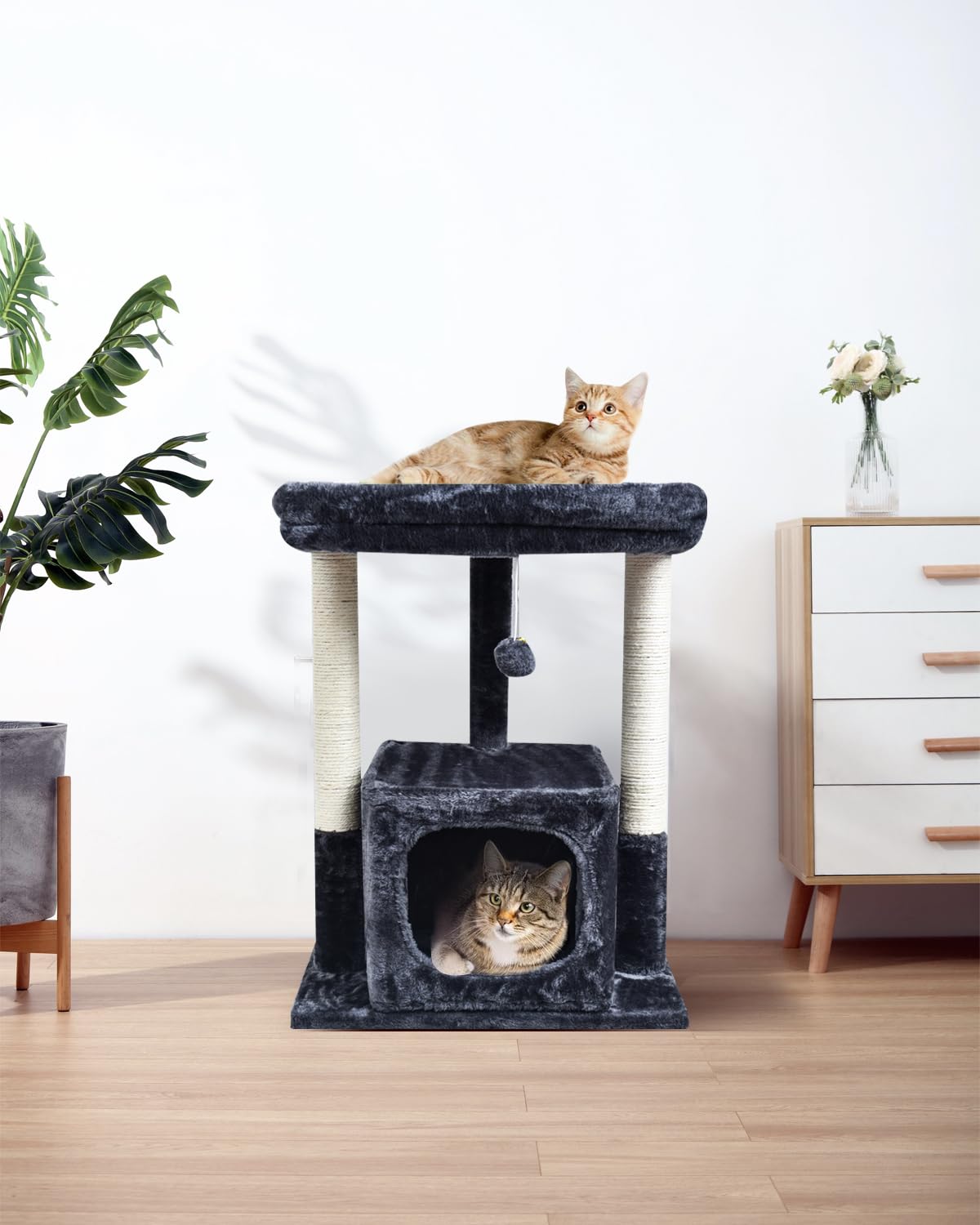 SYANDLVY Arbre à chat – boule ressort pour stimuler le jeu et l’exercice.