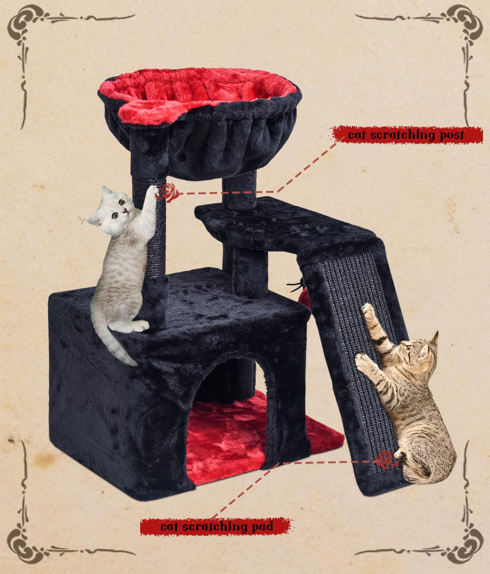SYANDLVY Arbre à chat gothique — boule suspendue pour jouer et chasser.
