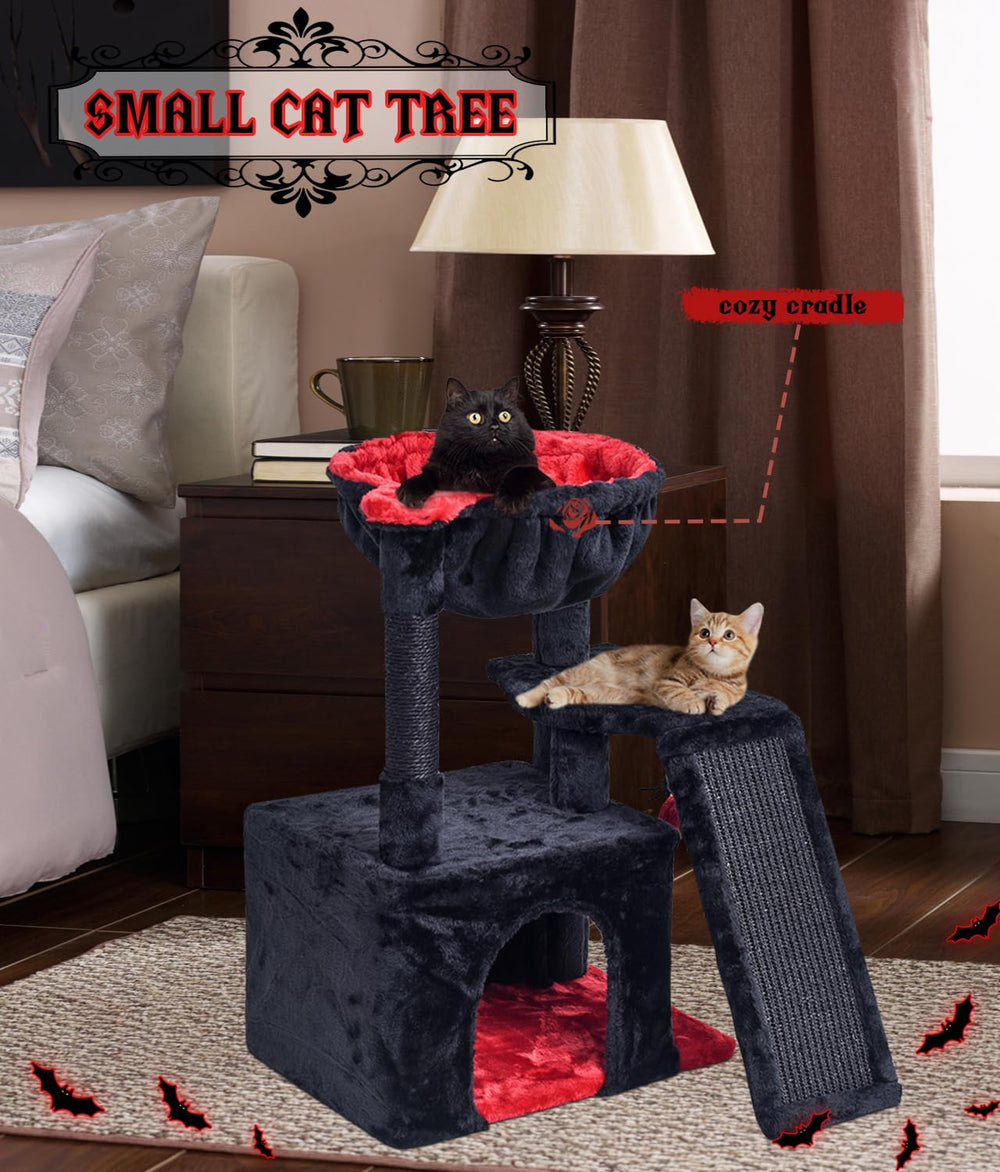 SYANDLVY Arbre à chat gothique — condo douillet pour se cacher et regarder.