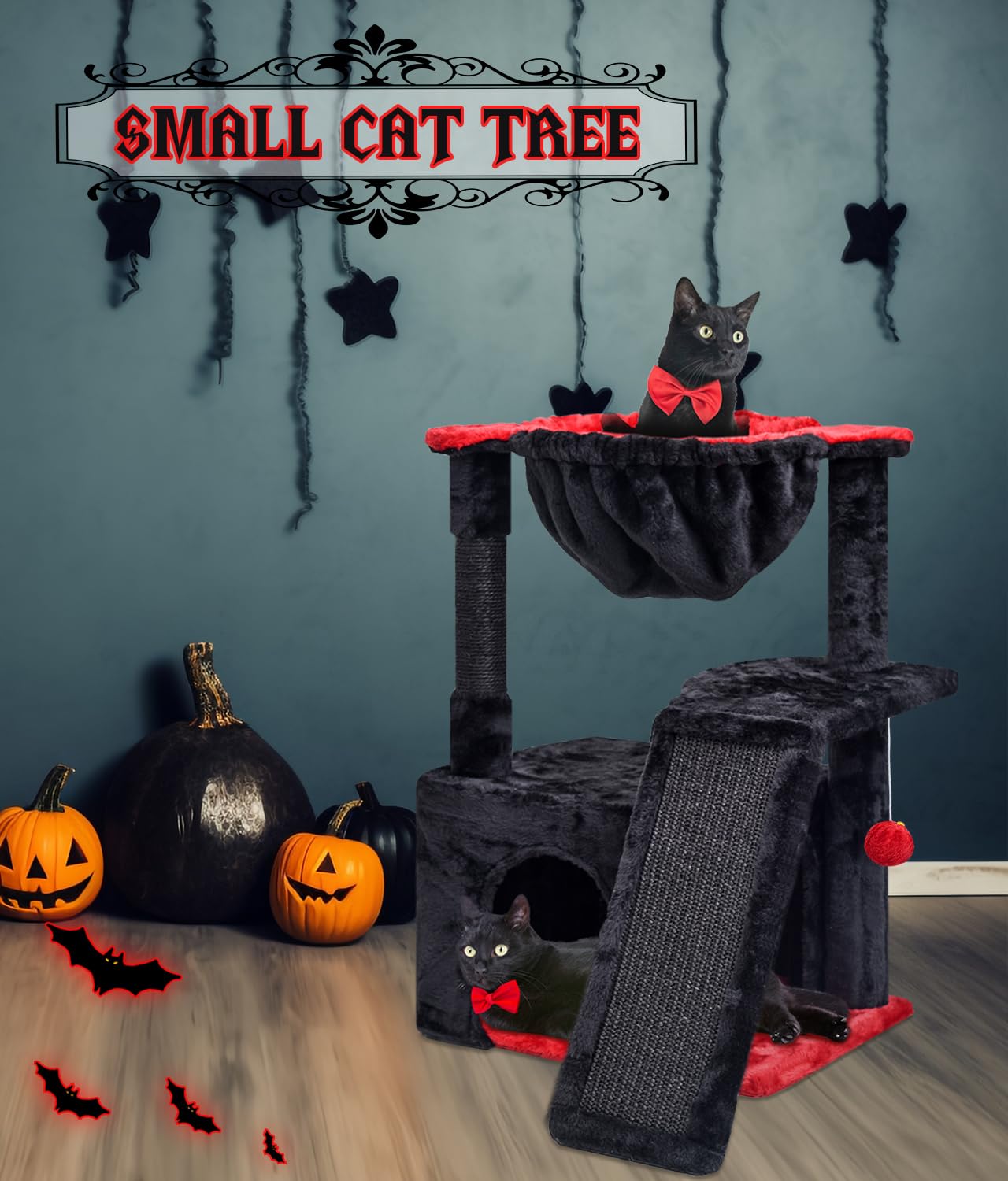 SYANDLVY Arbre à chat gothique — jouet araignée suspendue pour stimulation.