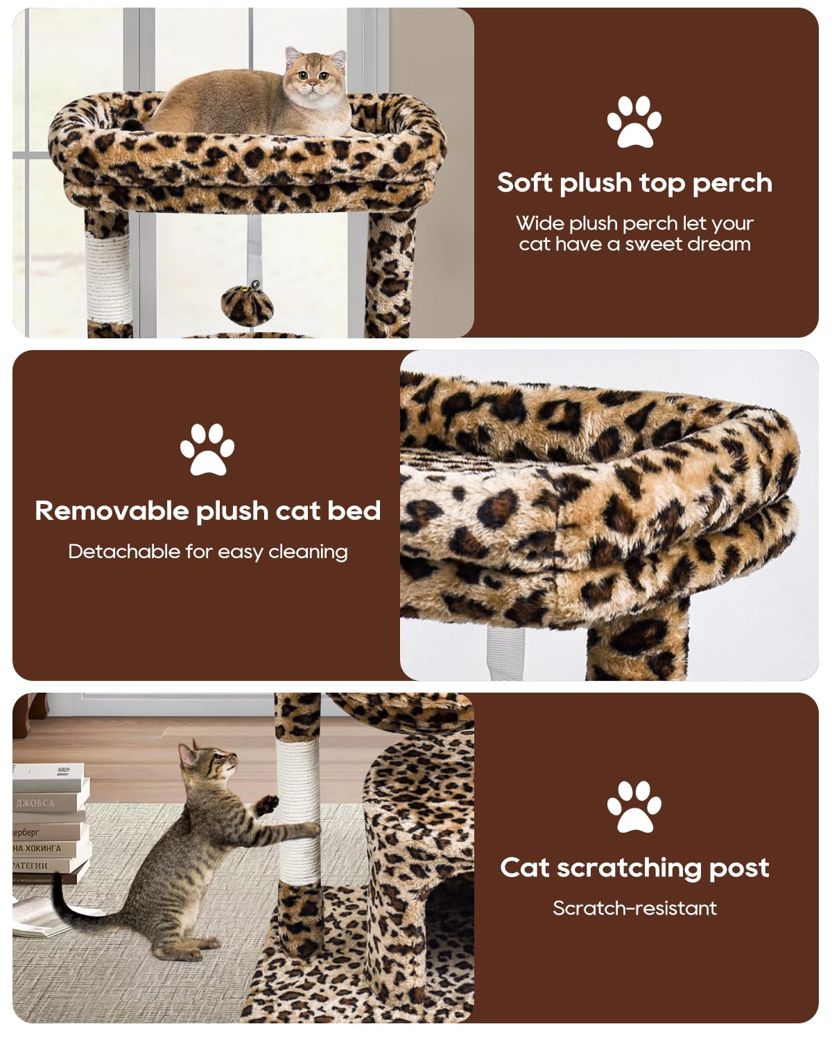 SYANDLVY perchoir rembourré doux, repos en hauteur pour chats.