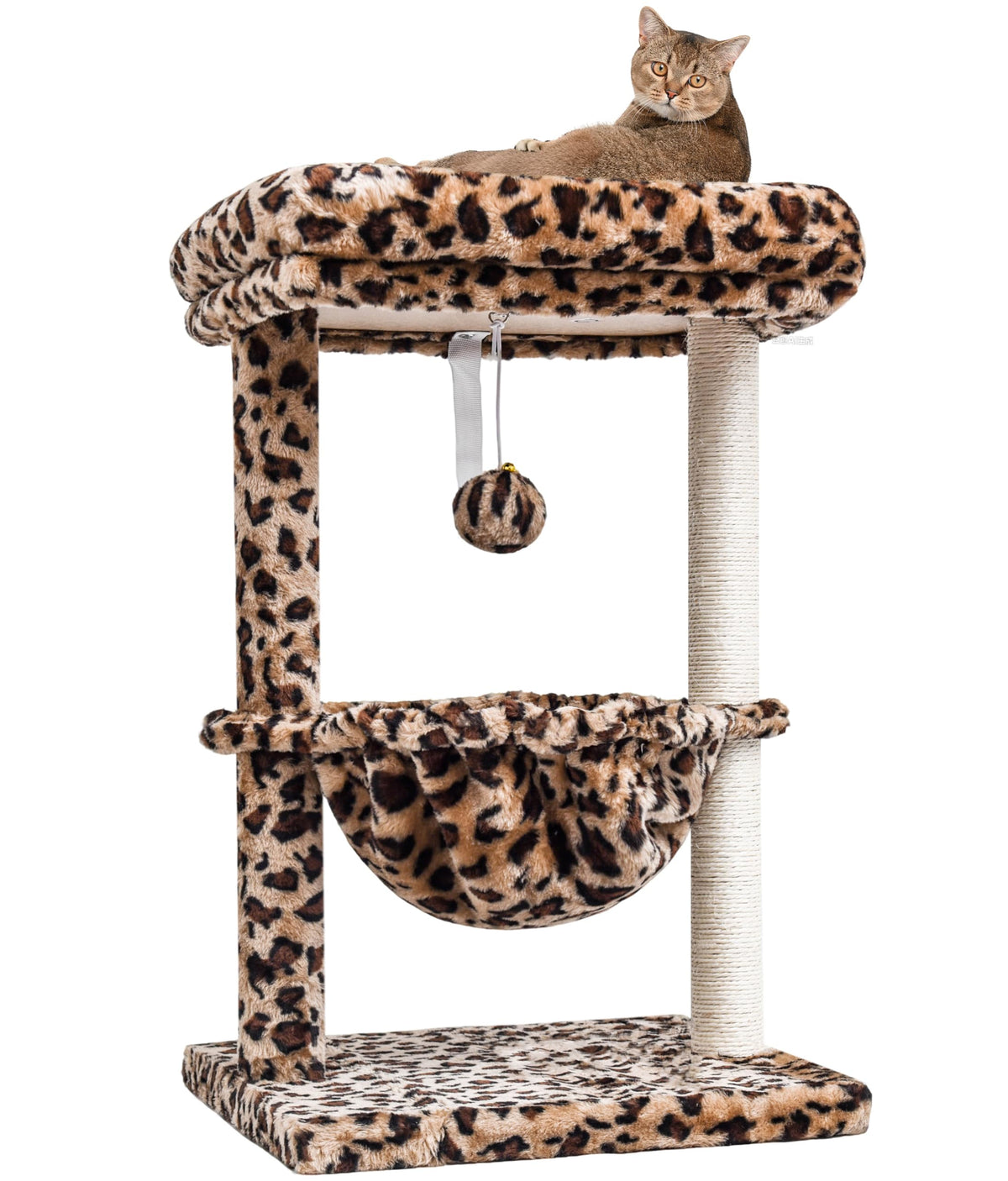 SYANDLVY petit arbre à chat intérieur imprimé gepard, espace détente élégant et sécurisé.