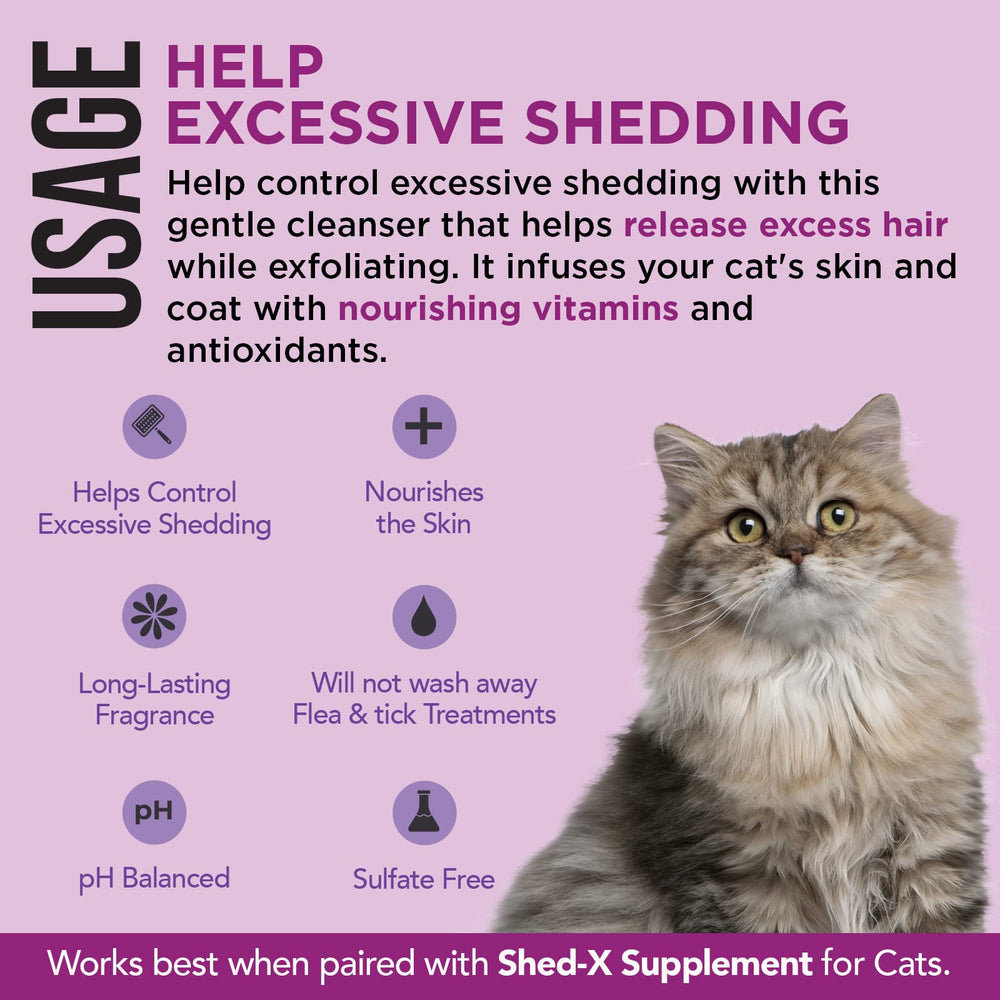 Shampoing Shed-X pour le pelage: soin et nutrition de la peau du chat.