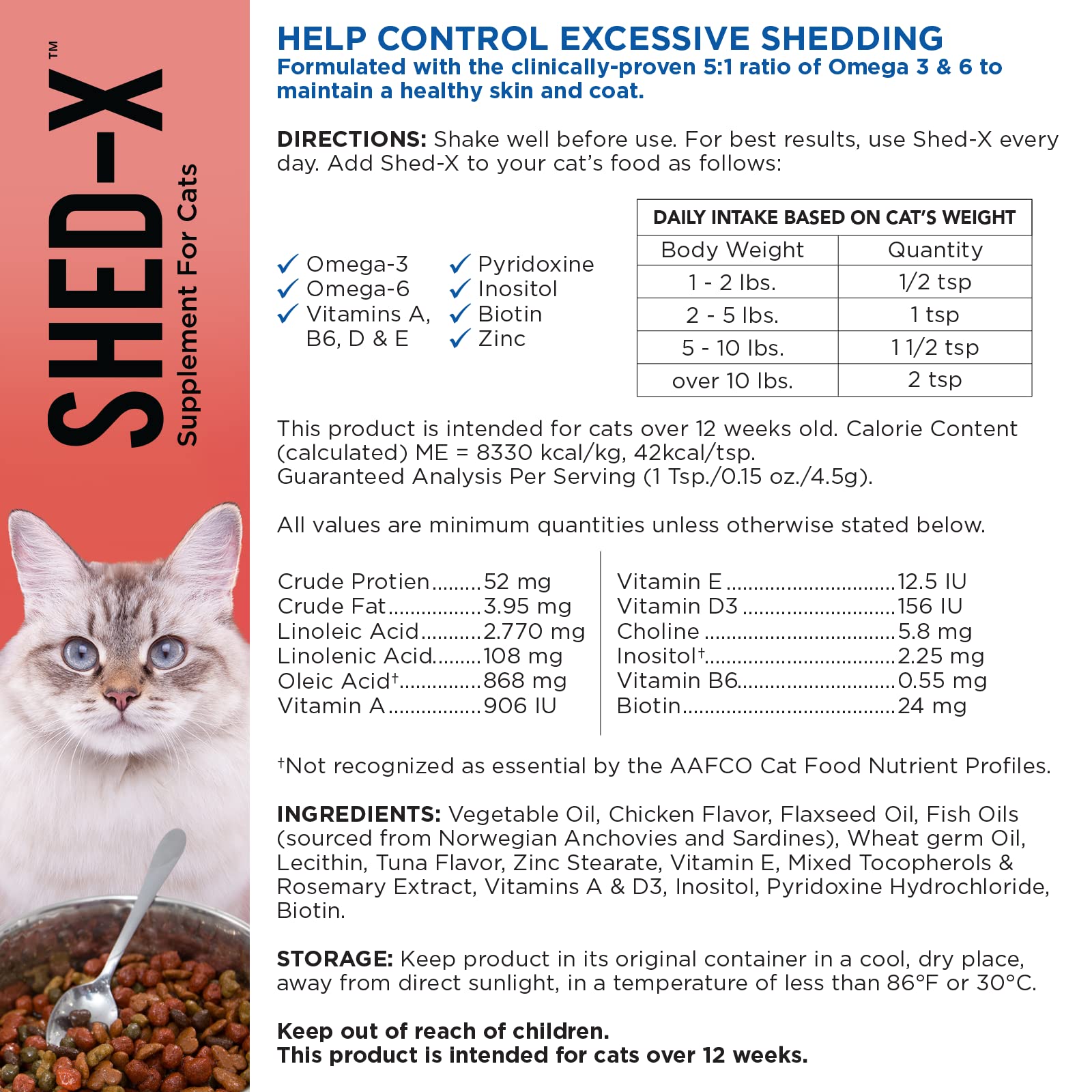 Chat mange Shed-X ajouté à son repas quotidien.
