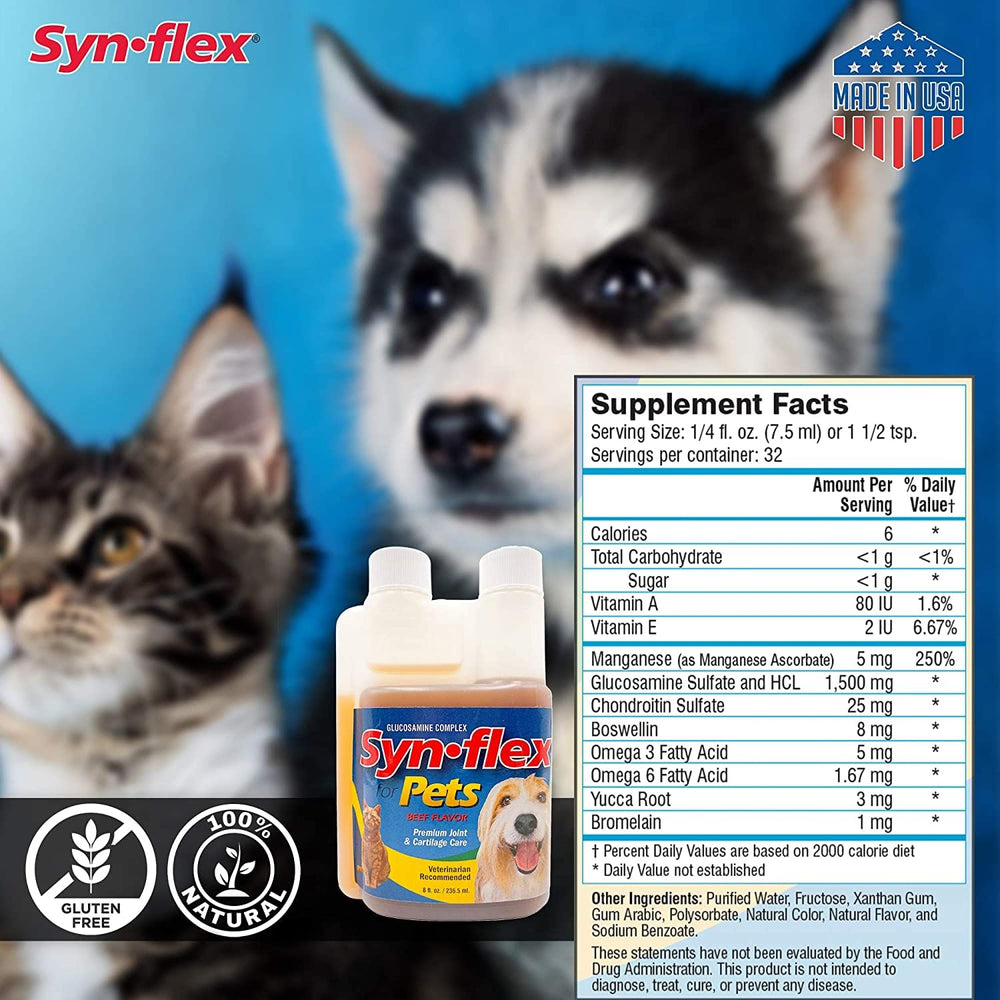 Composition Synflex: boswellin et yucca pour le soutien articulatoire.