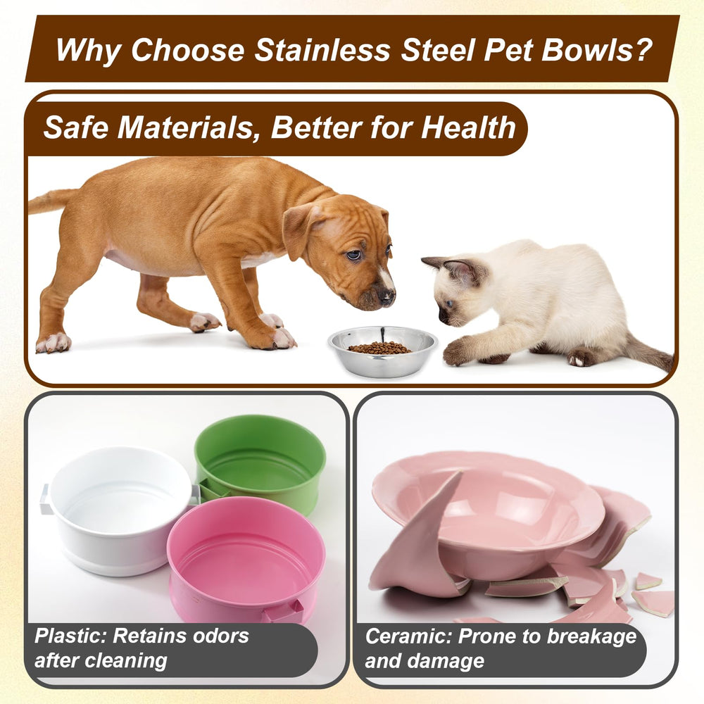 SynHHnergyx assiette chien inox 7 pouces – rebord épais et durable.