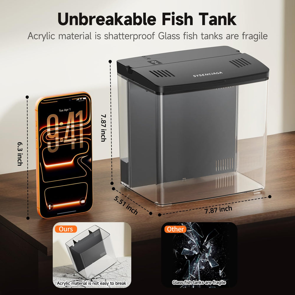 SYSENCIAGA éclairage LED 5 couleurs met en valeur les poissons.