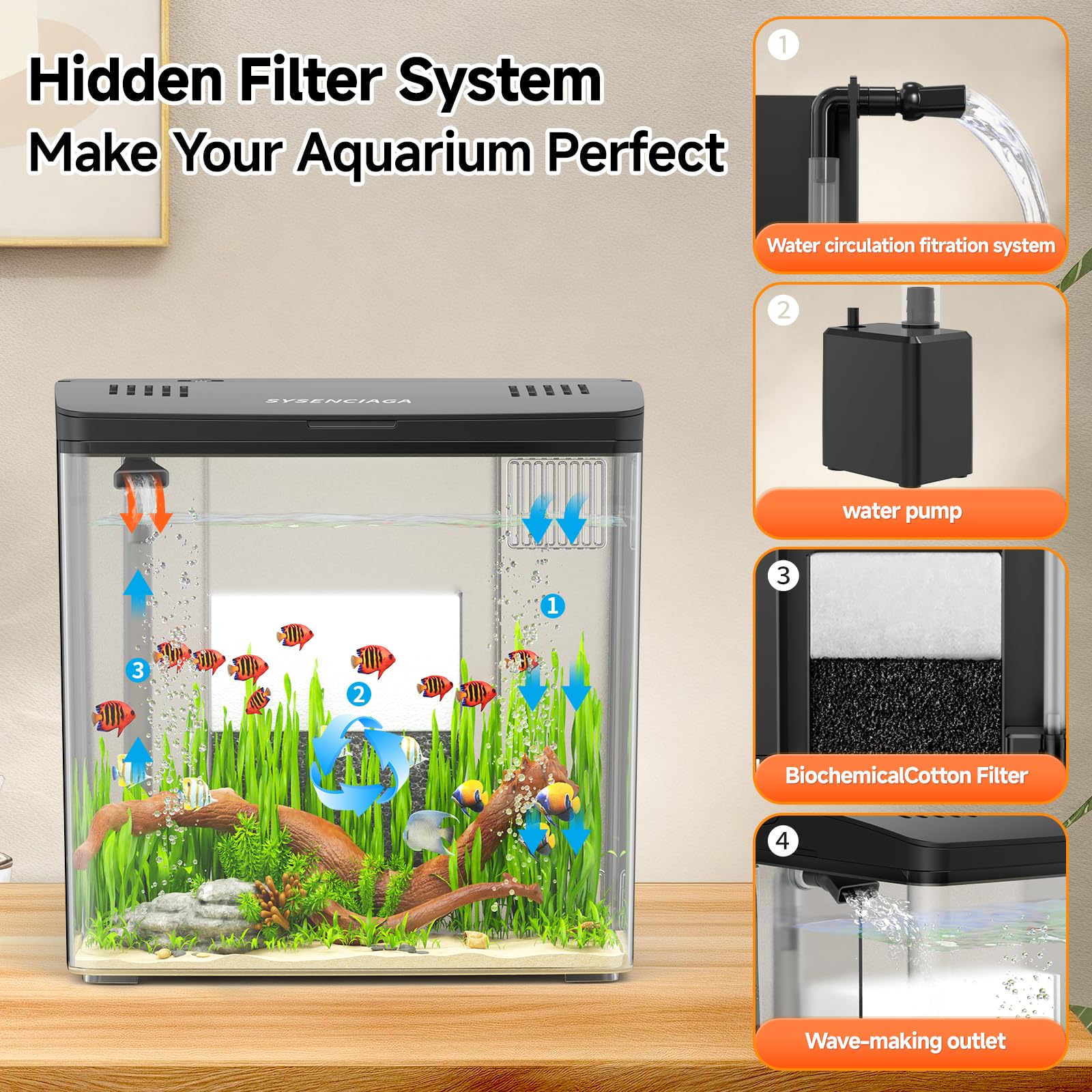 SYSENCIAGA filtration autonome maintient eau claire et stable.