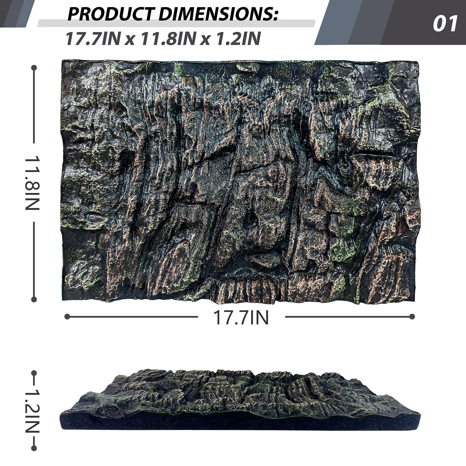 Décor en roche 3D Sysmashing, texture naturelle pour terrarium.