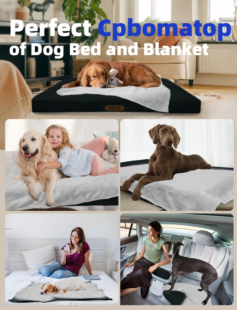 Sytopia lit indestructible 42 noir — convient aux chiens jusqu à 90 lb.