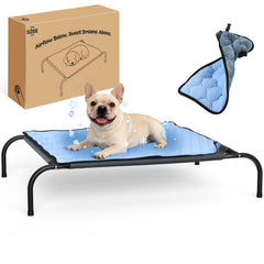 Couchage surélevé SZEE pour chien avec plateau double-face, confort et stabilité.