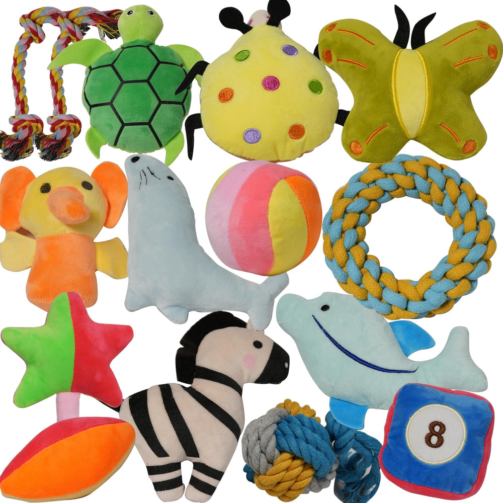 Ensemble SZKOKUHO de jouets peluche et corde pour chiots, colorés et attractifs.