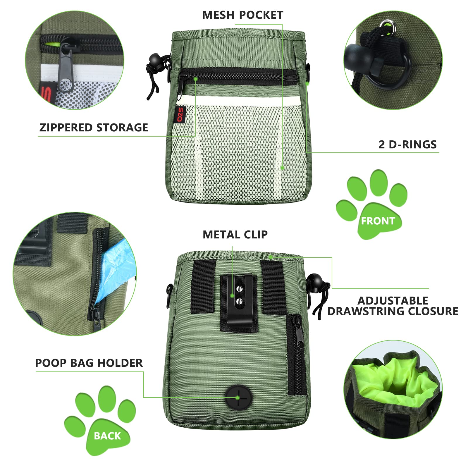 SZO ceinture poche collations chien utile lors des séances.