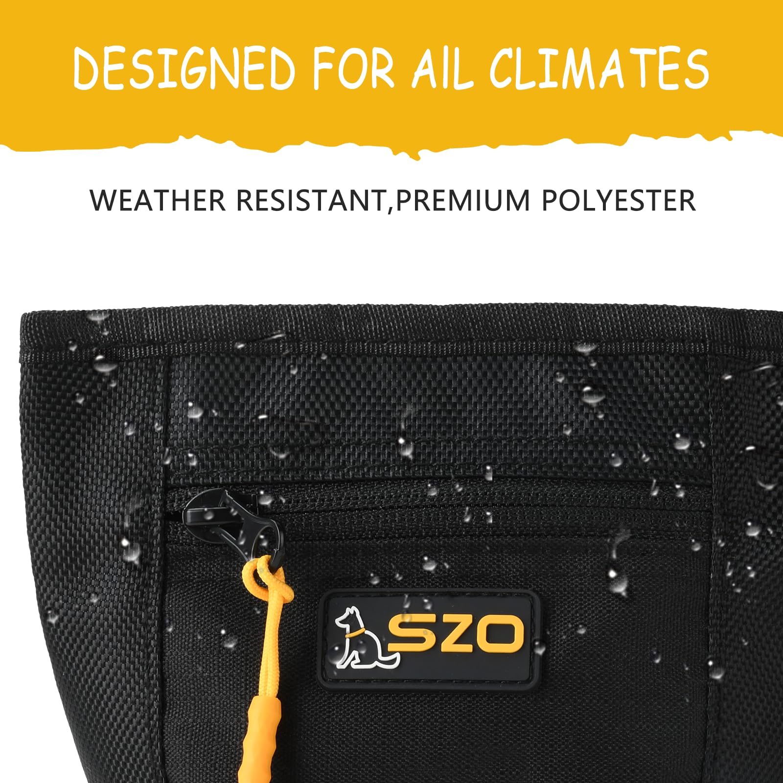 SZO pochette friandises pour chien, poche frontale zippée pour objets et friandises.