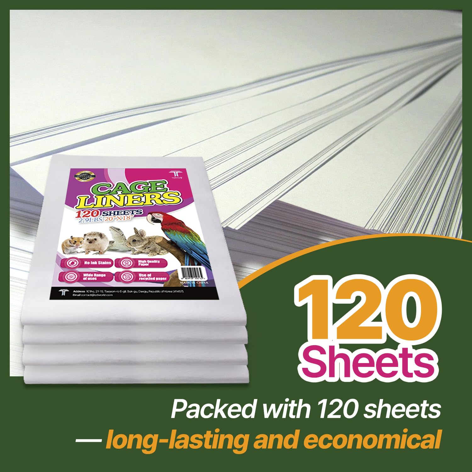 T TORTO9, lot pratique: 120 feuilles pour un usage durable.