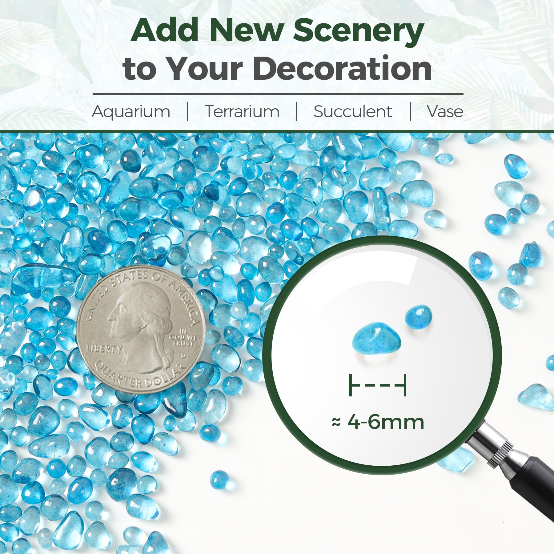 T4U gravier terrarium bleu; décoration naturelle pour petits écosystèmes.