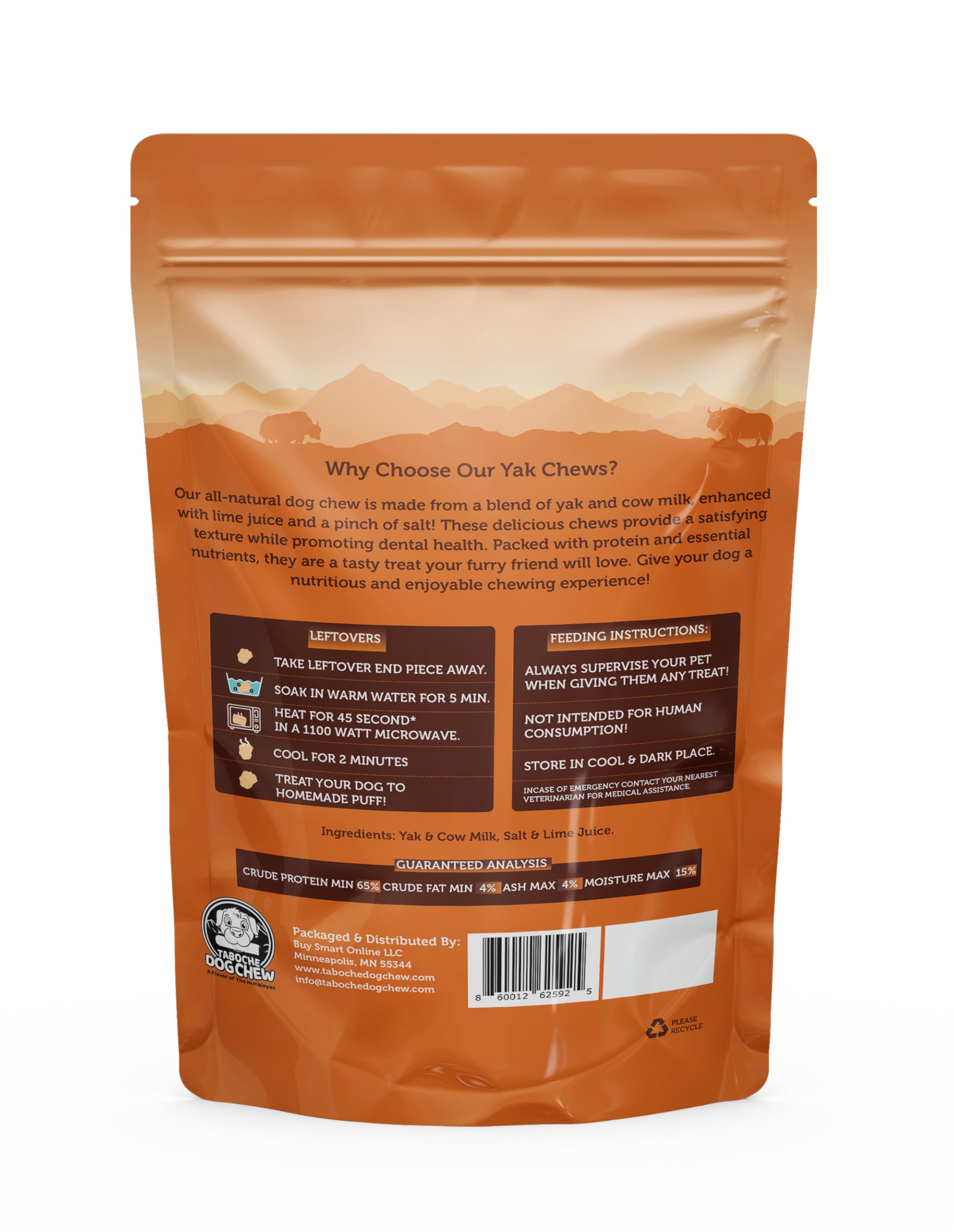 Taboche ingrédients naturels, digestion plus facile pour chiens sensibles, sans lactose.