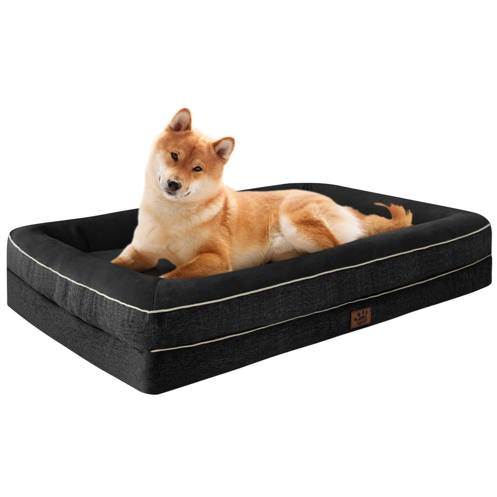 TaiBest lit-chien mousse mémoire anti-glisse noir grand pour réconfort orthopédique.