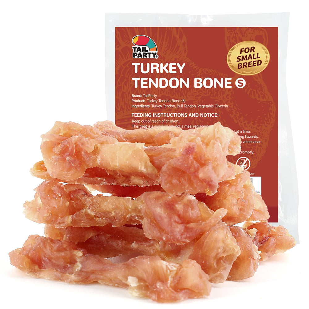 TailParty tendons de dinde pour petit chien — aide potentielle à la dentition.