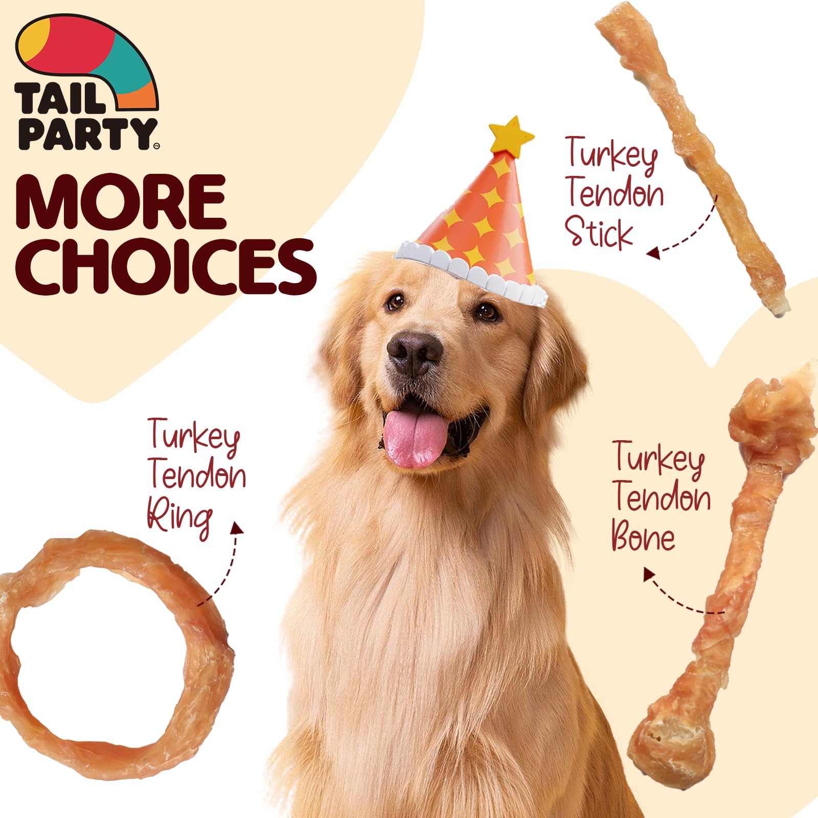 TailParty Tendons de Dinde – Riche en huile de poisson et taurine pour un soutien naturel.