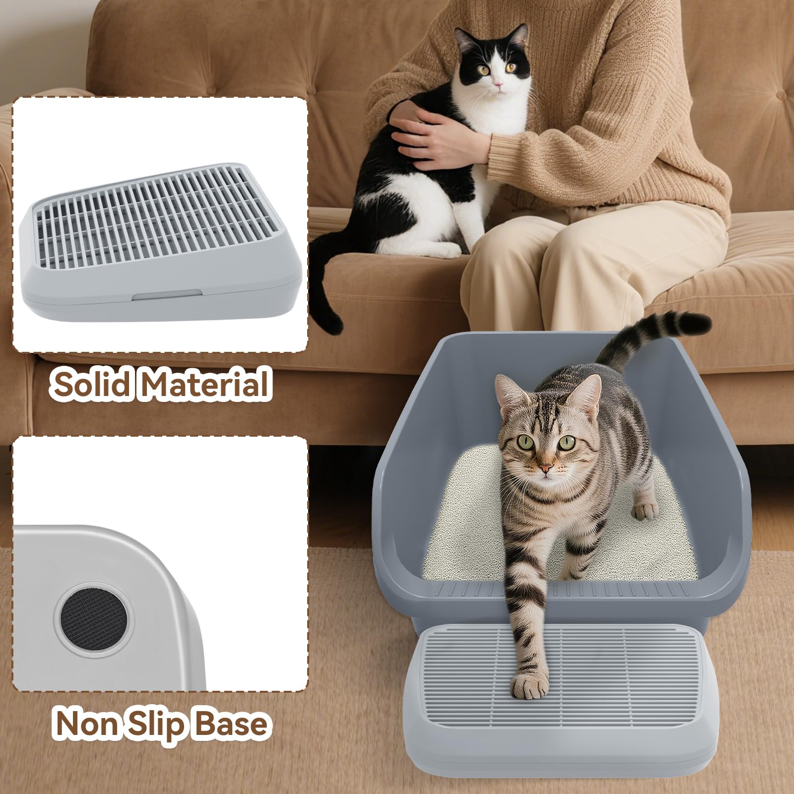 TAILRYTH escaliers pour chat stable et anti-glisse, sécurité renforcée lors des visites à la litière.