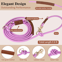 Laisse double pour chiens Tails & Tales avec attache 360 pour éviter les nœuds.