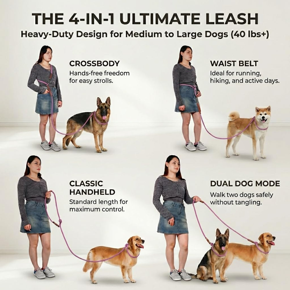Laisse réglable Tails & Tales pour entraînement et promenades quotidiennes.